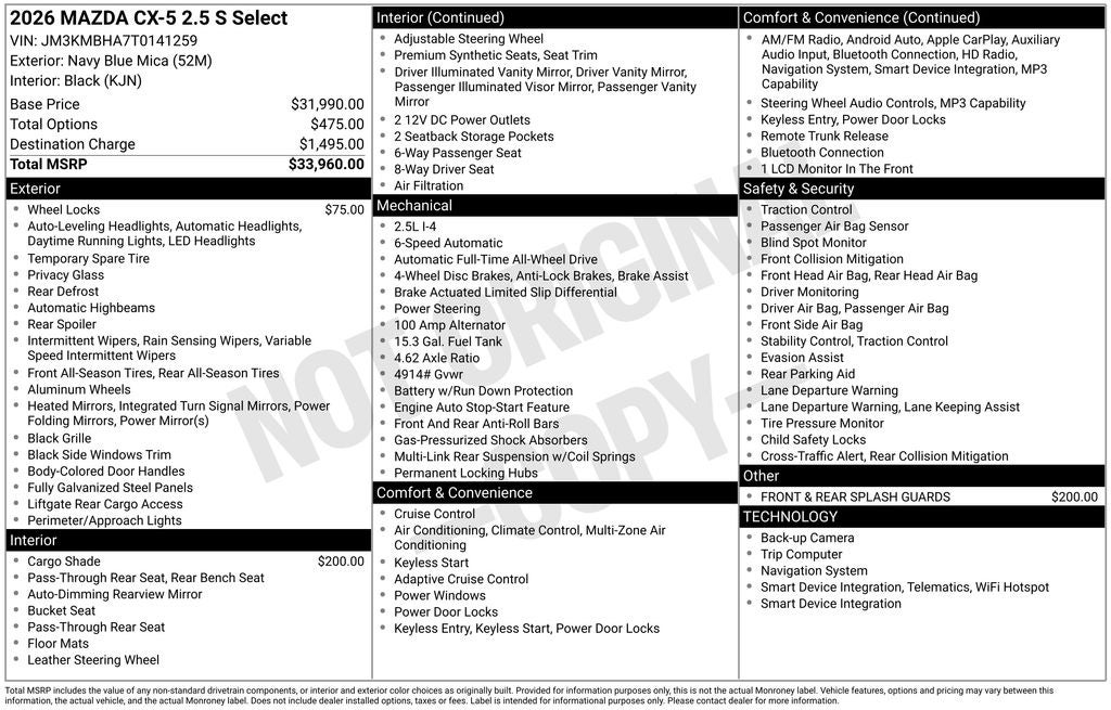 2026 Mazda Mazda CX-5 2.5 S Select AWD