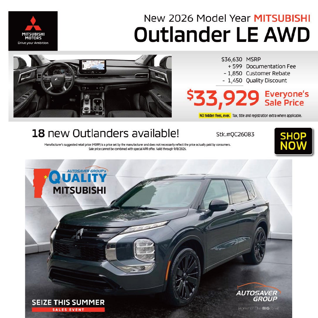 New 2026 Mitsubishi Outlander LE AWD
