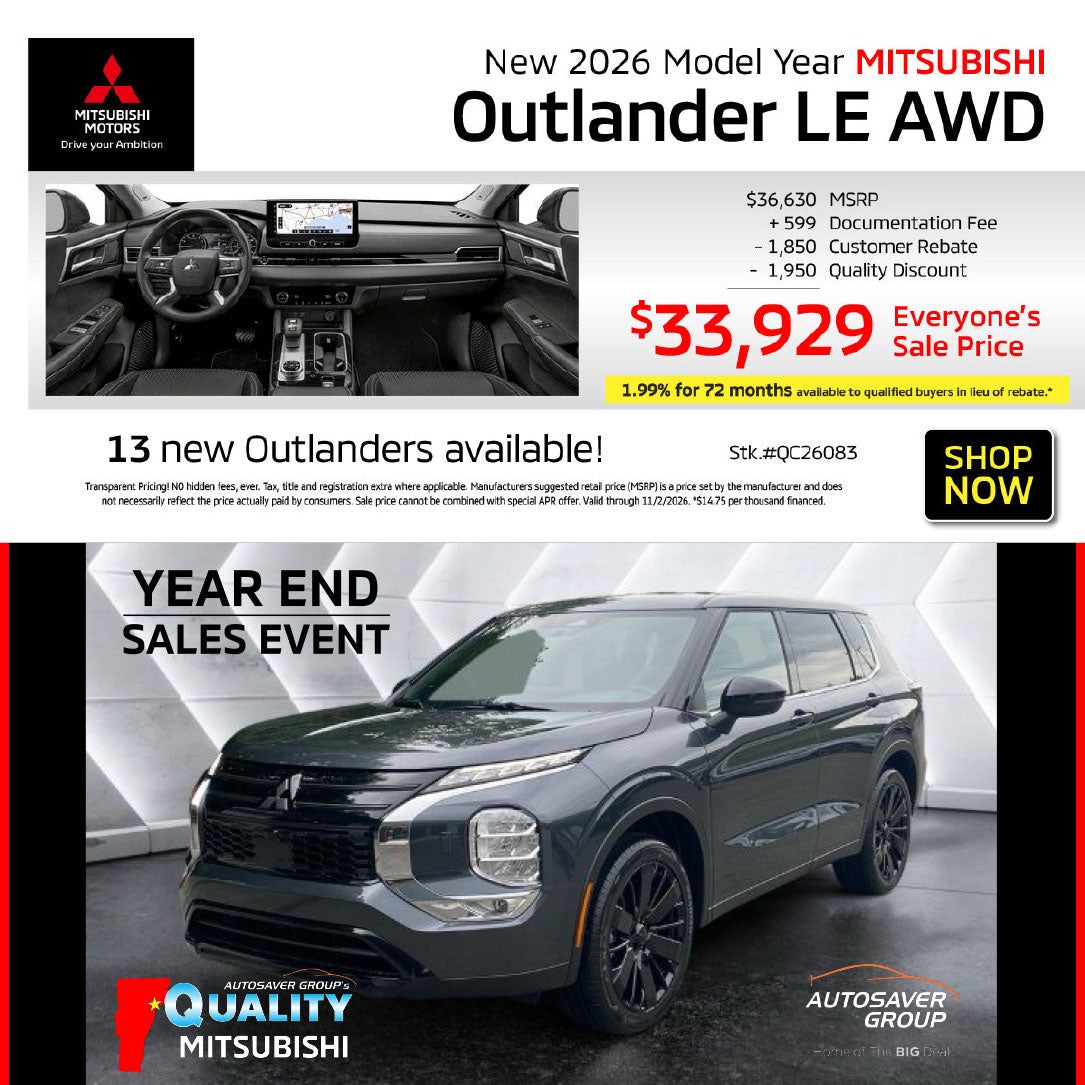 New 2026 Mitsubishi Outlander LE AWD